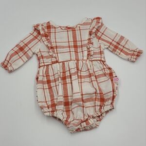 Rufflebutts baby girl fall plaid romper size 3-6 months